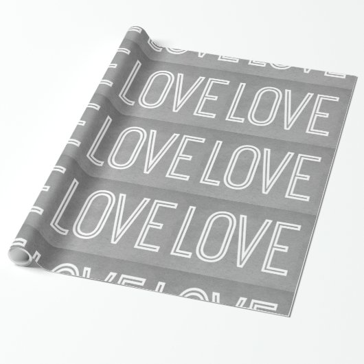 Kraft Love Wrapping Paper, Grey Cadeaupapier (Uitgerold)