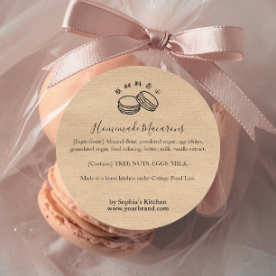 Kraft Macaron Ingrediënt Bakkerij Product Ronde Sticker