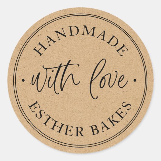 Kraft Made with Love Ronde Sticker (Voorkant)