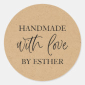 Kraft Made with Love Ronde Sticker (Voorkant)