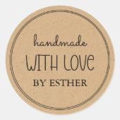 Kraft Made with Love Ronde Sticker (Voorkant)