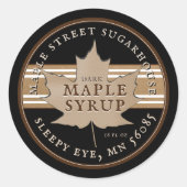 Kraft Maple Leaf op Black Maple Syrup Sticker (Voorkant)