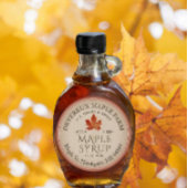 Kraft Maple Syrup Sinaasappel Blad Terra-cotta gre Ronde Sticker