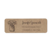 Kraft Mason Jar Rustic Floral Retouradres Label (Voorkant)