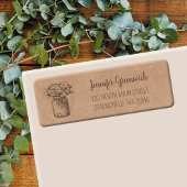 Kraft Mason Jar Rustic Floral Retouradres Label