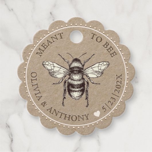 Kraft Meant to Bee Wedding Favor Label (Voorkant)