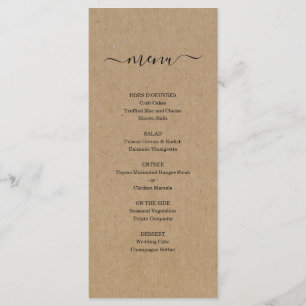 Kraft Menu for Wedding of other Special Occasion