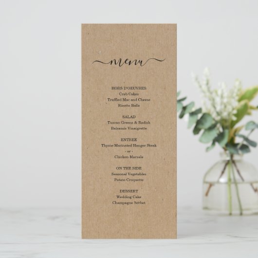 Kraft Menu for Wedding of other Special Occasion (Staand voorkant)