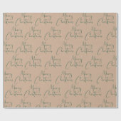 Kraft Merry Green Script Cadeaupapier (Vlak)