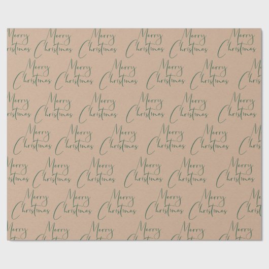 Kraft Merry Green Script Cadeaupapier (Vlak)