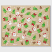 Kraft Merry kerstboom Santa Gifts Rudolph Cadeaupapier (Vlak)
