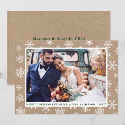 Kraft Merry kerstbruiloft Foto Feestdagenkaart (Voorkant / Achterkant)