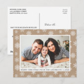 Kraft Merry-kerstfamilie Foto Snowflakes Briefkaart (Voorkant / Achterkant)
