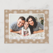Kraft Merry-kerstfamilie Foto Snowflakes Briefkaart (Voorkant)