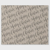 Kraft Merry Kerstkalligraphy Holiday Cadeaupapier (Vlak)