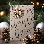 Kraft Merry Kerstkalligraphy Holiday Cadeaupapier