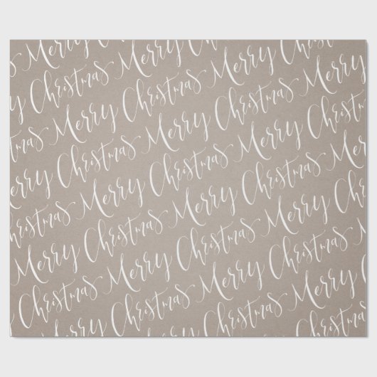 Kraft Merry Kerstkalligraphy Holiday Cadeaupapier (Vlak)