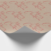 Kraft Merry kerstrood Script-omslagpapier Cadeaupapier (Hoek)