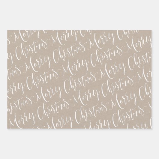 Kraft Merry kerstscript en Snowflakes set Inpakpapier Vel (Voorkant)