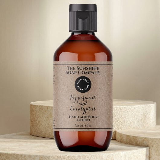 Kraft met gekrulde tekst logo cosmetica fles label