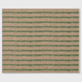 Kraft met groene strepen Waterverf Cadeaupapier (Vlak)