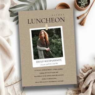 KRAFT MINIMAL CUSTOM PHOTO BRIDAL LUNCHEON INVITE BEDANKKAART