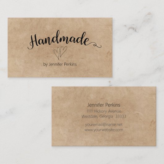 Kraft Minimalist Handgemaakt Visitekaartje (Voorkant / Achterkant)