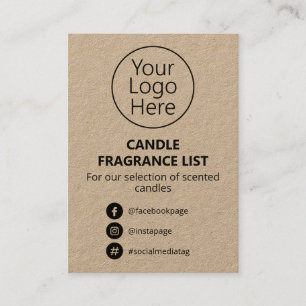 Kraft minimalist kandle Scent List Logo Visitekaartje