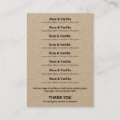 Kraft minimalist kandle Scent List Logo Visitekaartje (Achterkant)