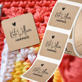 kraft Minimalistische aangepaste hart handgemaakt Vierkante Sticker