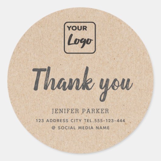 Kraft minimalistische script aangepaste logo bedan ronde sticker (Voorkant)