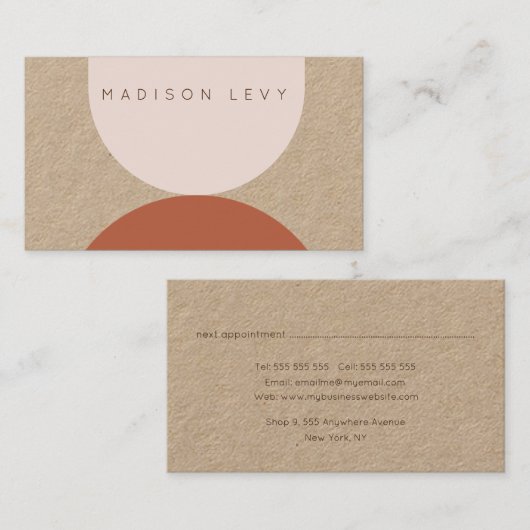 Kraft Modern Abstract Artisan Business Afsprakenkaartje (Voorkant / Achterkant)