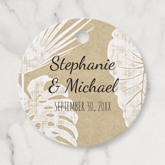 Kraft Modern Beach Eenvoudig Oerwoud Leaf Bruiloft Bedankjes Labels (Voorkant)