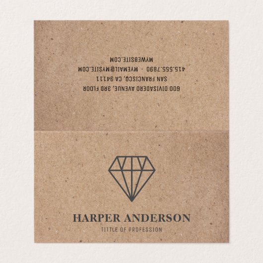 Kraft Modern Black Diamond Logo sieraden bedrijf Visitekaartje (Buitenkant ongevouwen)
