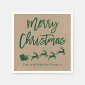Kraft Modern Brush Script Santa Kerstmis Green Servet (Voorkant)