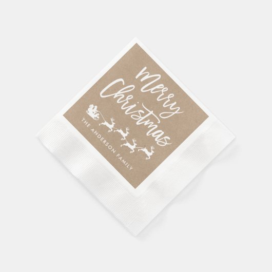 Kraft Modern Brush Script Santa Kerstmis Servet (Hoek)