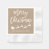 Kraft Modern Brush Script Santa Kerstmis Servet (Voorkant)