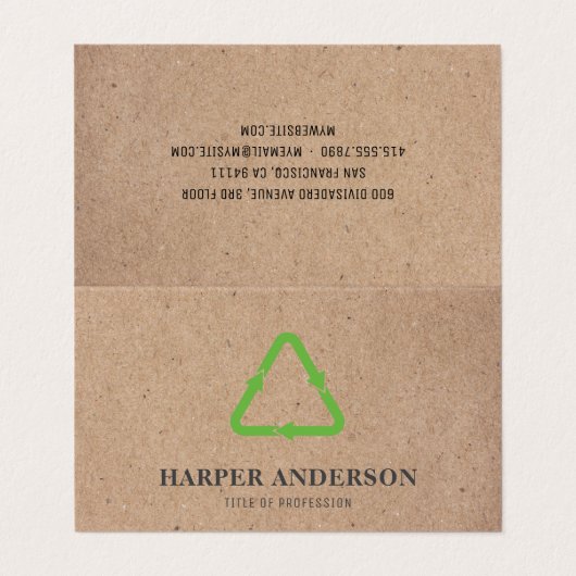 Kraft Modern Green Eco Recyclen Professional Visitekaartje (Buitenkant ongevouwen)