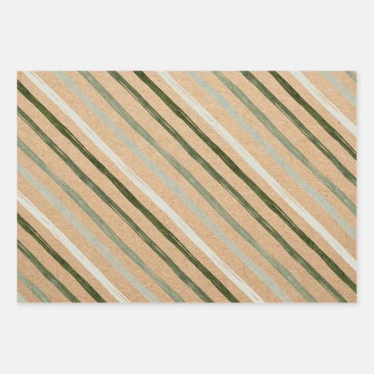 Kraft Modern Green Kerstpatroon Inpakpapier Vel (Voorkant 3)