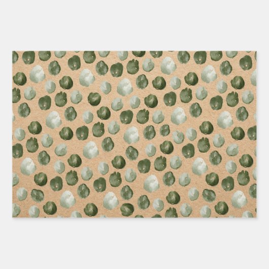 Kraft Modern Green Kerstpatroon Inpakpapier Vel (Voorkant 2)