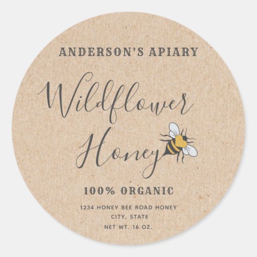 Kraft Modern hart honingbijen honingpot Ronde Sticker (Voorkant)