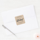 Kraft Modern hart honingbijen honingpot Vierkante Sticker (Envelop)