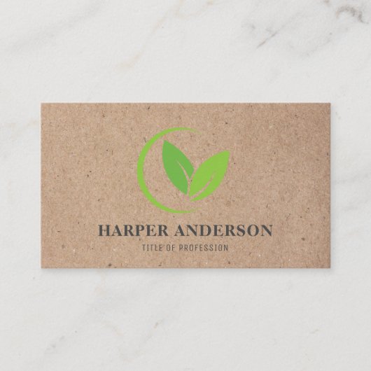 Kraft Modern Minimal Green Eco Professional Visitekaartje (Voorkant)