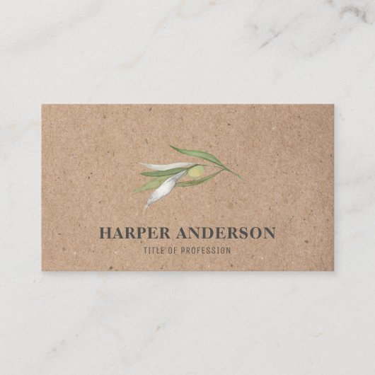 Kraft Modern Minimal Green Olive Tree Professional Visitekaartje (Voorkant)