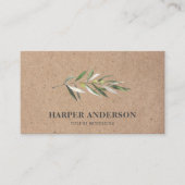 Kraft Modern Minimal Green Olive Tree Professional Visitekaartje (Voorkant)