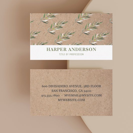 Kraft Modern Minimal Green Olive Tree Professional Visitekaartje
