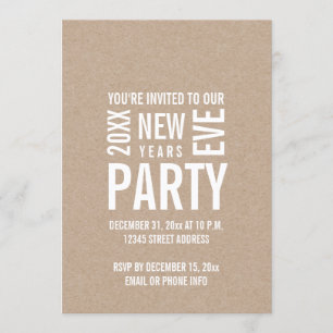 Kraft Modern New Years Eve Party Invite Kaart