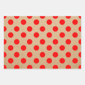 Kraft Modern Red Kerstmis Stippen en Stripes Inpakpapier Vel (Voorkant)
