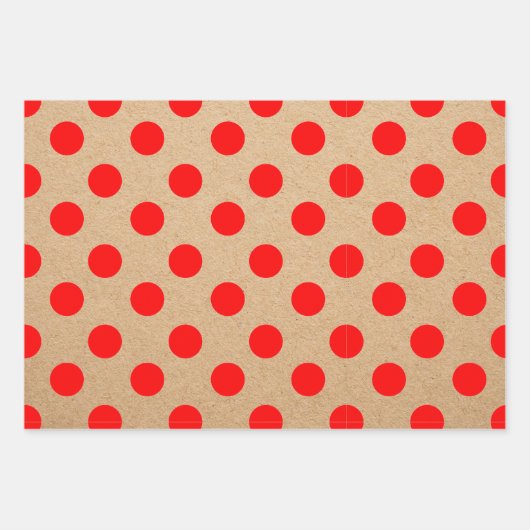 Kraft Modern Red Kerstmis Stippen en Stripes Inpakpapier Vel (Voorkant)
