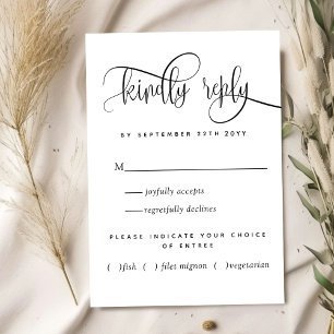 Kraft, modern rustiek, script, met maaltijden RSVP Kaartje